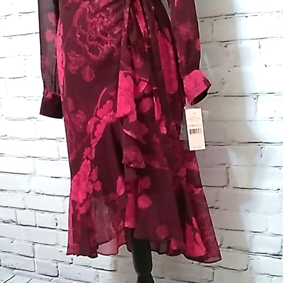 LS Mulberry Chiffon Overlay WrapDress Gypsy Rose - Picture 5 of 14